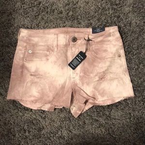 Denim light pink wash shorts